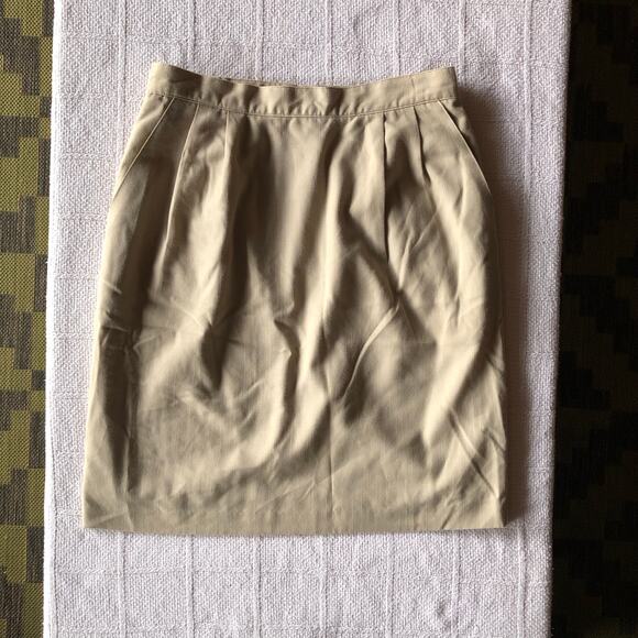 VTG Sag Harbor Pencil Skirt Size 14P Khaki Tan Office Career Minimalist Academia - Picture 1 of 9